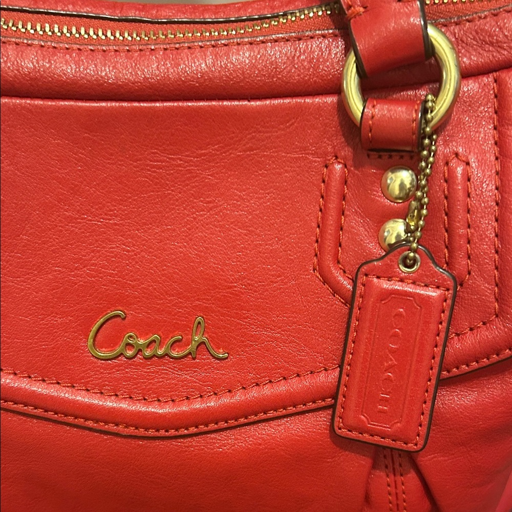 Coach Ashley Signature Cherry Red Leather Satchel/Shoulder Bag - Picture 7 of 14